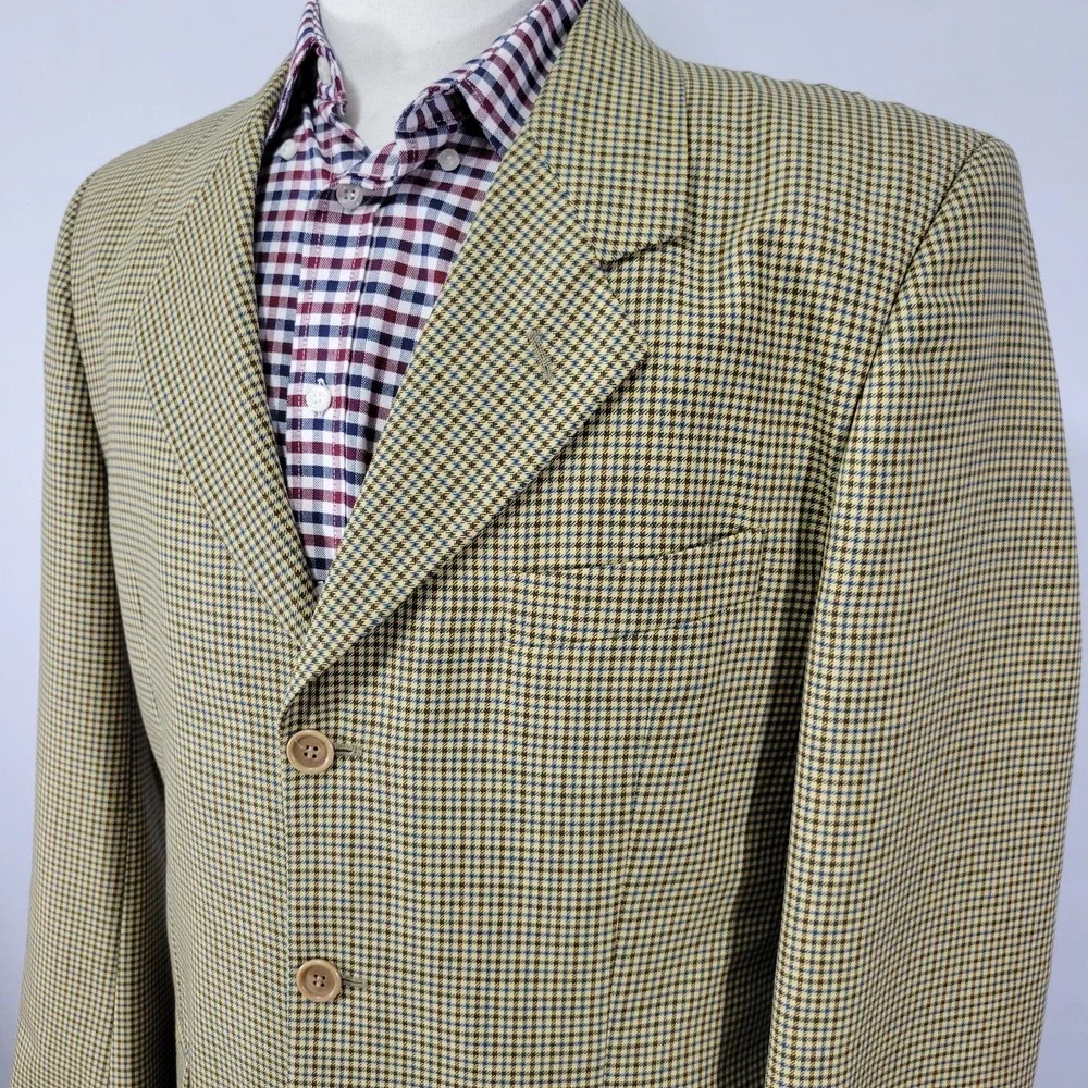 Charles‎ Dastier Mens Sport Coat Blazer Three Button Wool Polyester Beige 42R